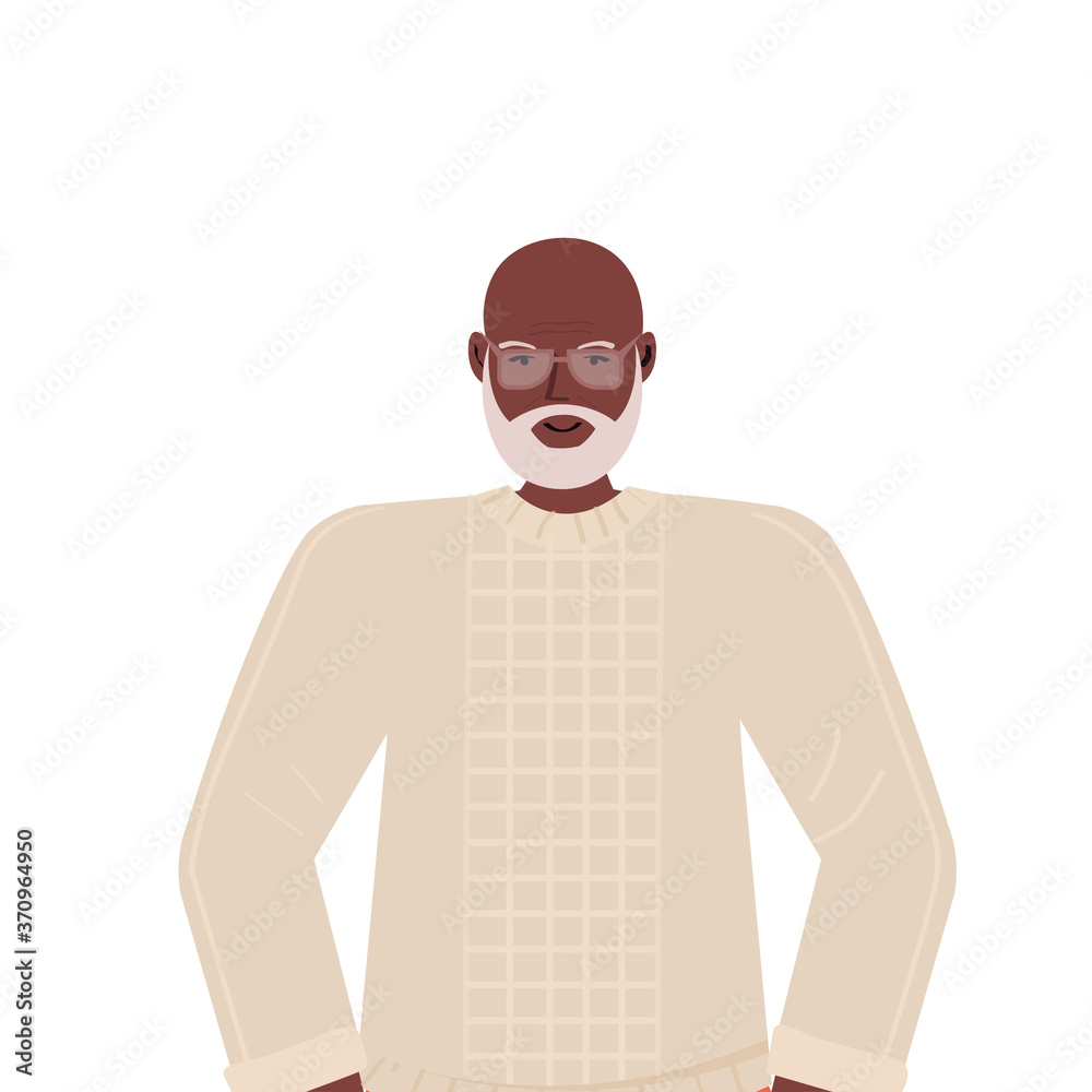 old african american man in casual trendy clothes senior male cartoon character gray haired grandfather portrait vector illustration old african american man in casual trendy clothes senior male cartoon character gray haired grandfather portrait vector illustration