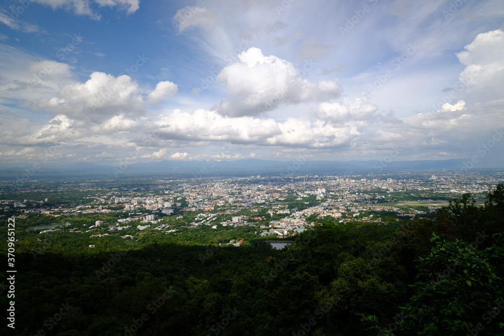 Beautiful top view cityscape of the chiangmai Northern Thailand 