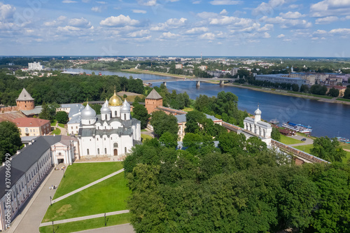 Aerial view of Veliky Novgord kremlin, Russia