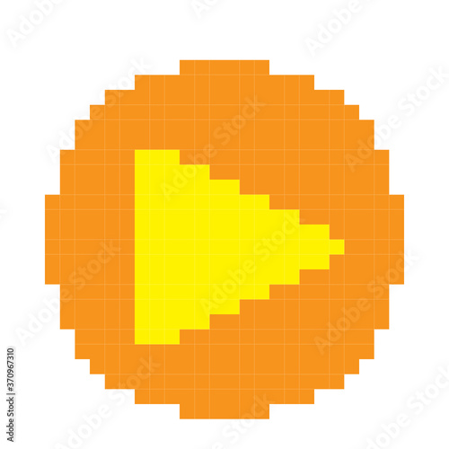 Pixel art button. Vector picture.