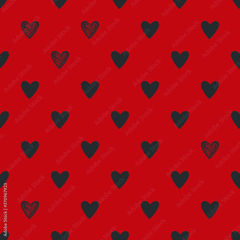 Seamless red pattern with hearts, vector illustration Seamless red pattern with hearts, vector illustration