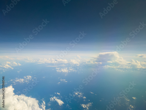Aerial view from the aircraft, sky and clouds