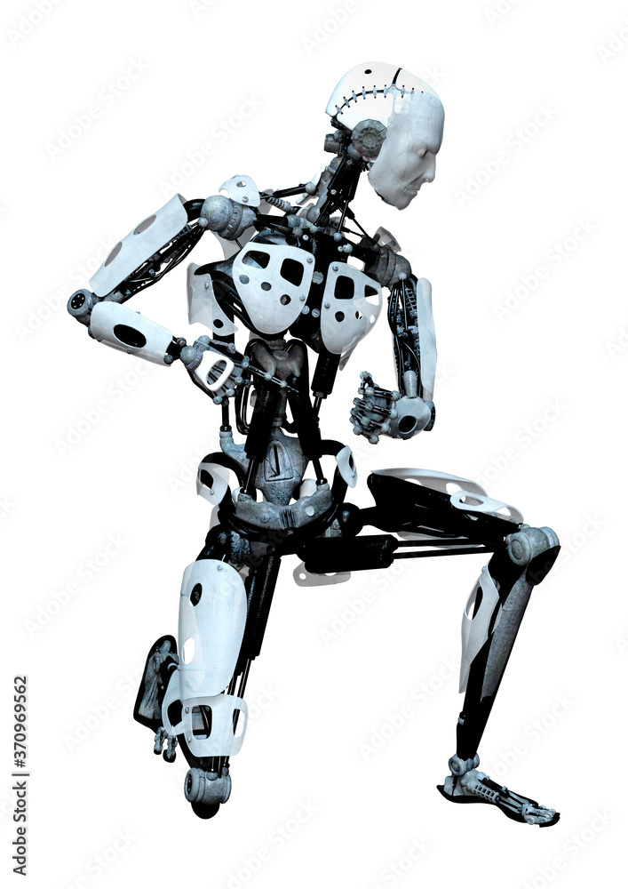 3D Rendering Male Robot on White