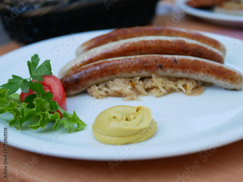 Traditional German meat plate in Bamberg. photo