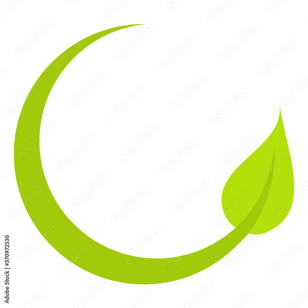 Grünes Blatt Icon mit geschwungener Linie Grünes Blatt Icon mit geschwungener Linie