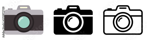 Camera icon set. Photo camera in flat style. Vector