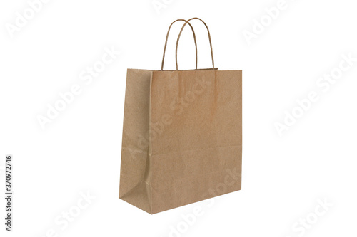 Paper bag for takeaway isolated on white background.