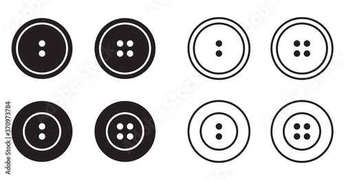 Sewing button for clothes icons set logotype. Vector isolated clothing buttons collection logo