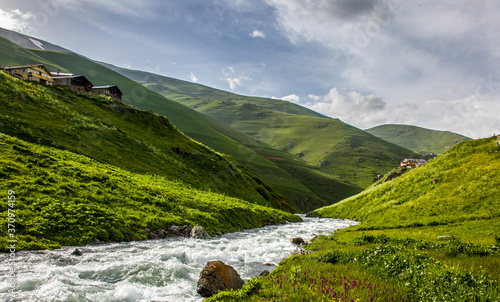 Anadolu villagers with rivers and mountains. ikizdere, Rize Turkey photo