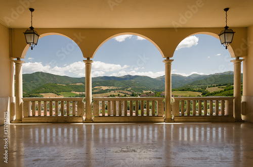 Panorama dalla loggia, nei pressi del santuario di Santa Rita da Cascia, Cascia, Perugia, Italia photo
