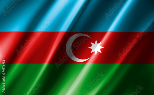 3D rendering of the waving flag Azerbaijan