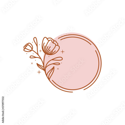 Flower line logo icon vector.