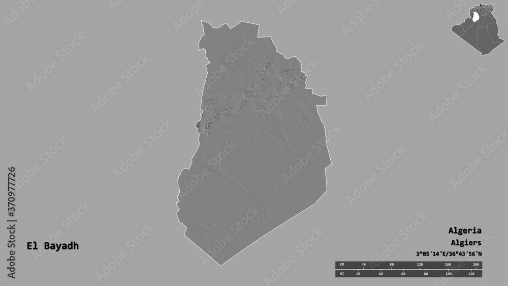 El Bayadh, province of Algeria, zoomed. Bilevel