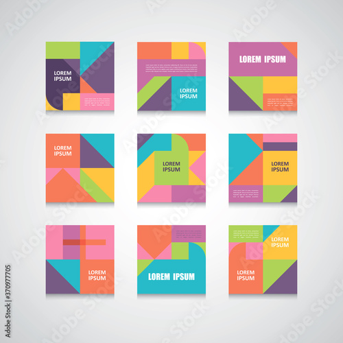 set of bright geometric covers design card