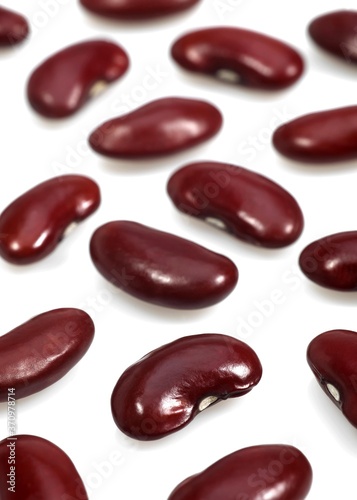 Red Beans, phaseolus vulgaris, Dried Vegetables against White Background
