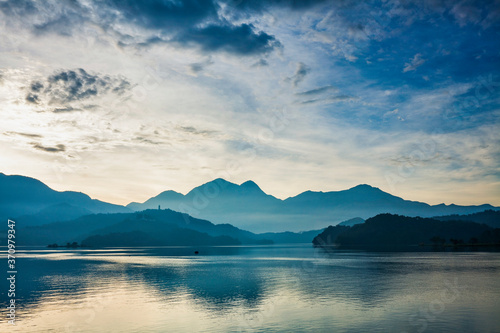The scenery of Sun Moon Lake in the morning, a famous attraction in Taiwan, Asia. © BINGJHEN