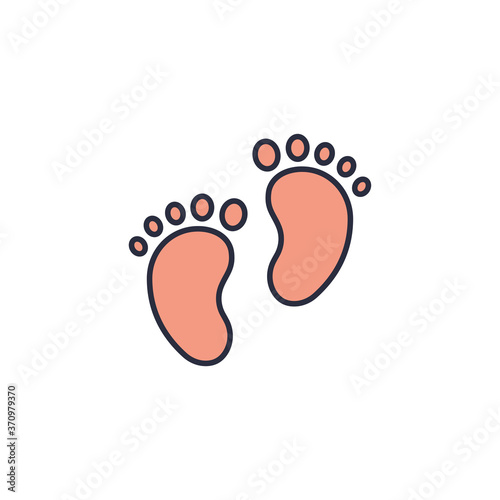 Baby footprint vector icon symbol child isolated on white background