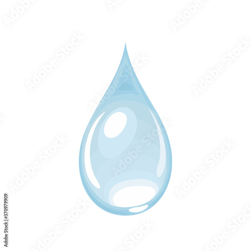 Drop of pure blue water isolated on white background. Vector illustration in cartoon flat style.