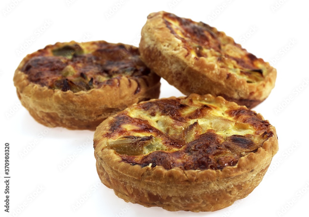 Leek Quiche against White Background Leek Quiche against White Background