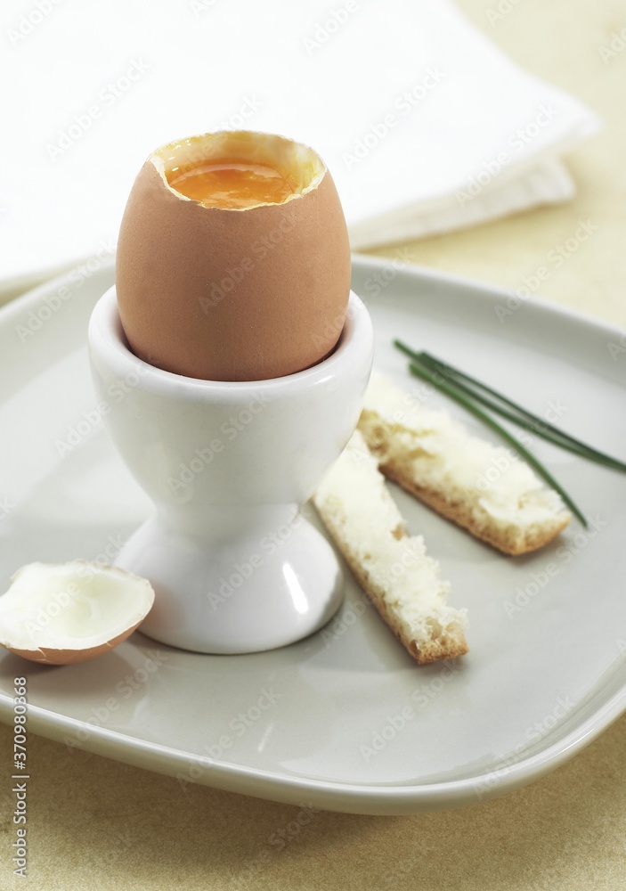 Plate with Soft Boiled Egg in Egg Cup Plate with Soft Boiled Egg in Egg Cup
