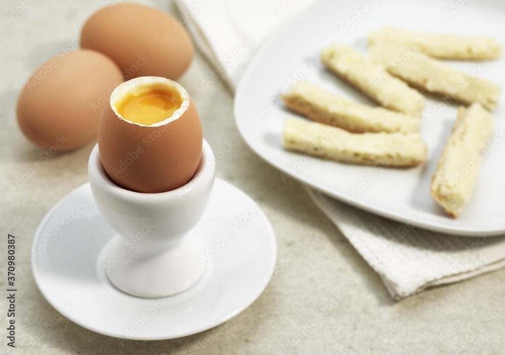 Plate with Soft Boiled Egg in Egg Cup Plate with Soft Boiled Egg in Egg Cup