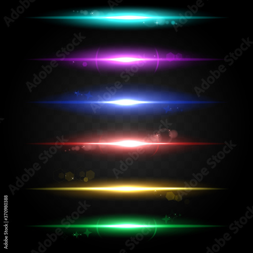 Neon light linear effect. Glowing all colours 