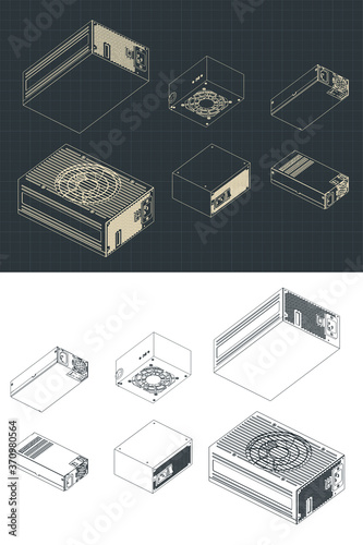 Computer power supplies isometric drawings