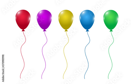 Vector illustration of balloons of different colors on a transparent background.