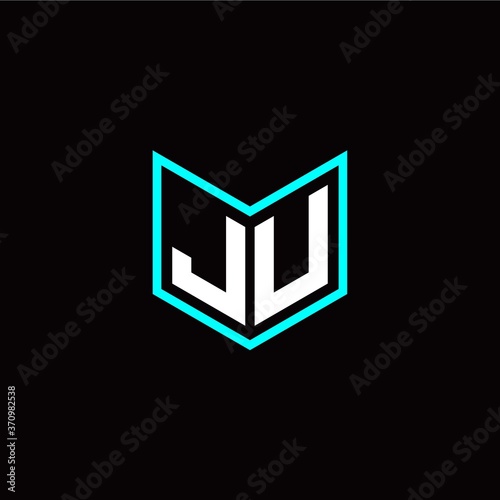 initial J U letter with book style logo template vector