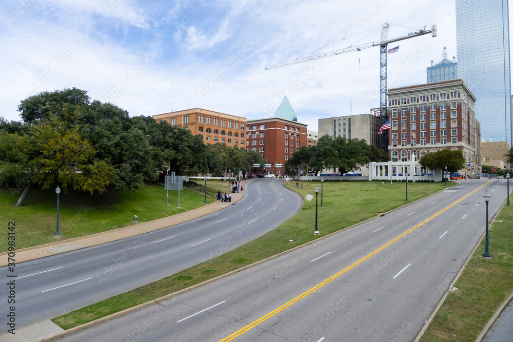 North Grassy Knoll and Elm and Main Streets on Dealey Plaza