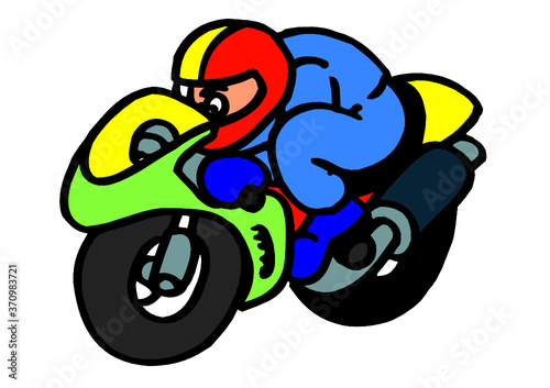 motorbike rider road racing Fun Cartoon 
