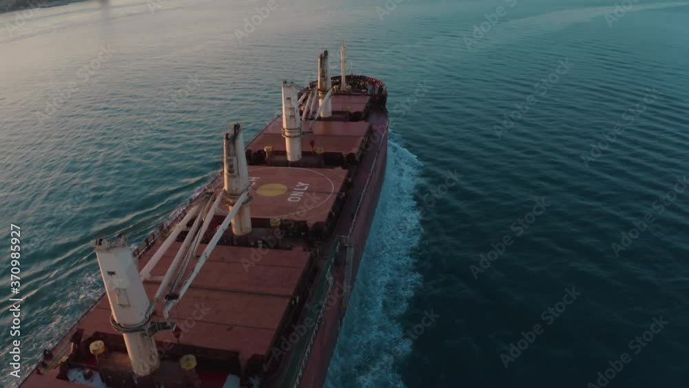 Aerial view of Dry cargo ship in Istanbul. 4K Footage in Turkey Aerial view of Dry cargo ship in Istanbul. 4K Footage in Turkey