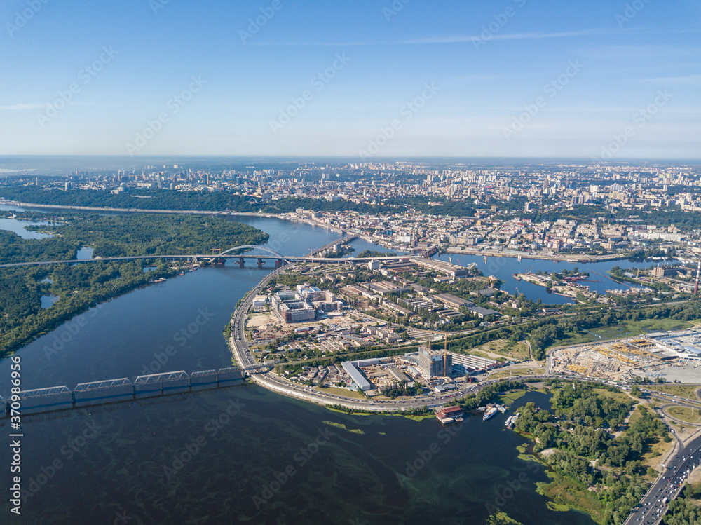 Fototapeta premium View of the Dnieper and Kiev from above.