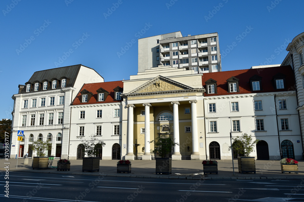 Naklejka premium buildings on the theater square in Warsaw