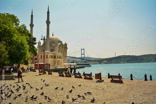 view of the posphorus Ortakoy neighborhood in İstanbul Turkey 