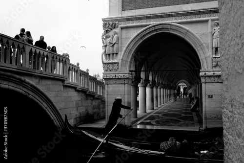 Venetian Gondolier in black and white