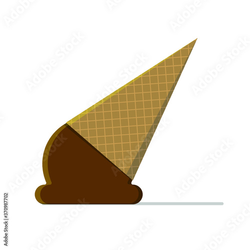 A vector image of a dropped chocolate ice cream