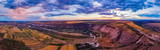 Aerial drone view of Orheiul Vechi village panorama in Moldova at sunset