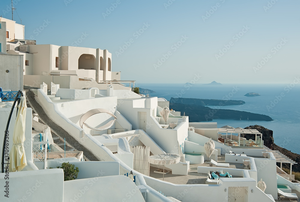 Naklejka premium The white view of Imerovigli panorama, Santorini, Greece
