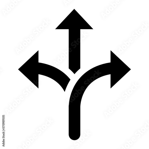 flexibility icon, vector illustration.arrow vector icon.Three-way direction arrow sign.3-way arrow 