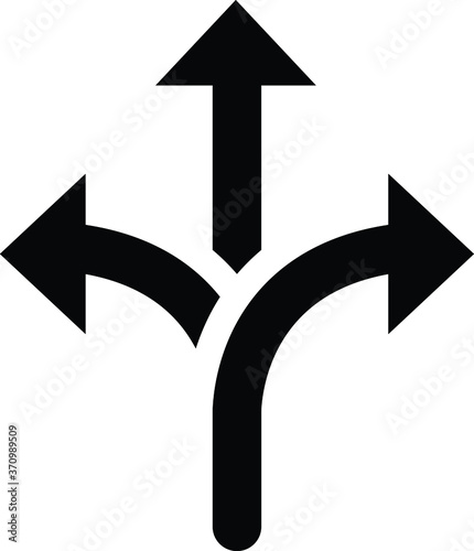 flexibility icon, vector illustration.arrow vector icon.Three-way direction arrow sign.3-way arrow  photo