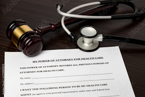 Photography Power of Attorney for health care, HCPA, with gavel and stethoscope