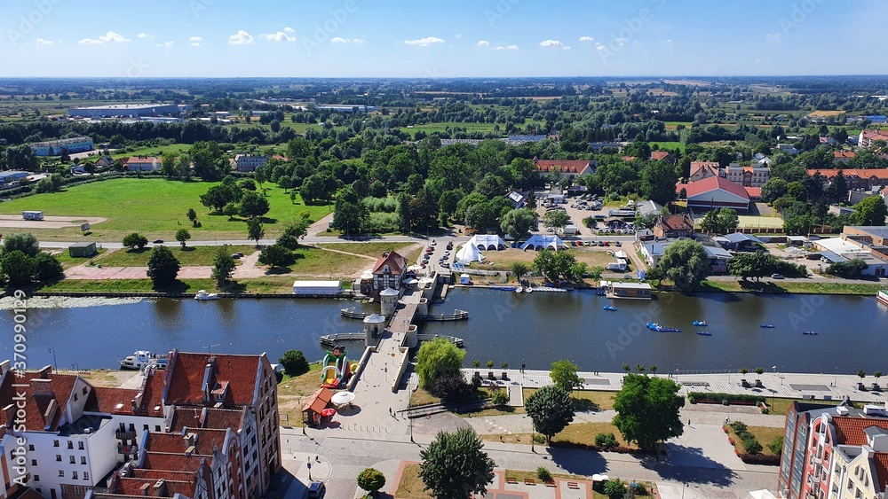 Aerial view of Elblag, Poland. View from the cathedral tower.