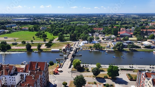 Aerial view of Elblag, Poland. View from the cathedral tower. © abrada