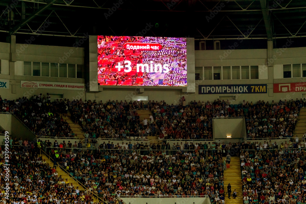 ODESSA, UKRAINE 2018 Digital ICE A UEFA Champions League billboard