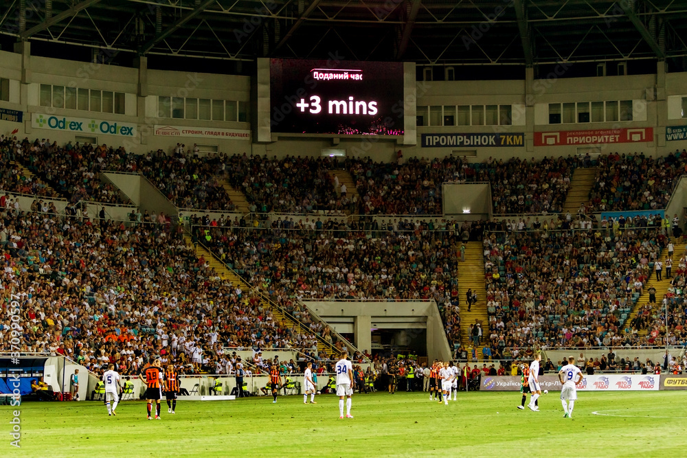 ODESSA, UKRAINE 2018 Digital ICE A UEFA Champions League billboard