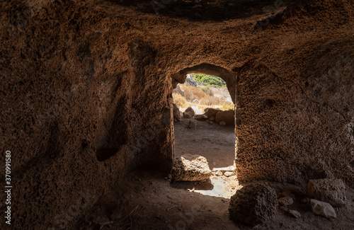 Remains of the ruins of the old Phoenician fortress, which later became the Roman city of Kart, near the city of Atlit in northern Israel