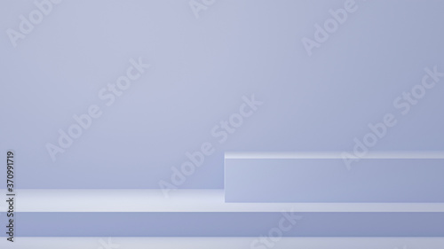 Minimal 3d rendering scene with composition empty step cube shades of blue pastel podium for cosmetic product and abstract showcase background. mock up pedestal geometric shape in pastel colors