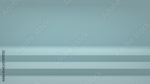 Minimal 3d rendering scene with composition empty step cube shades of blue pastel podium for cosmetic product and abstract showcase background. mock up pedestal geometric shape in pastel colors