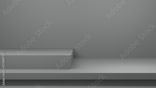 Wallpaper Mural Minimal 3d rendering scene with composition empty step cube shades of grey pastel podium for cosmetic product and abstract showcase background. mock up pedestal geometric shape in pastel colors Torontodigital.ca